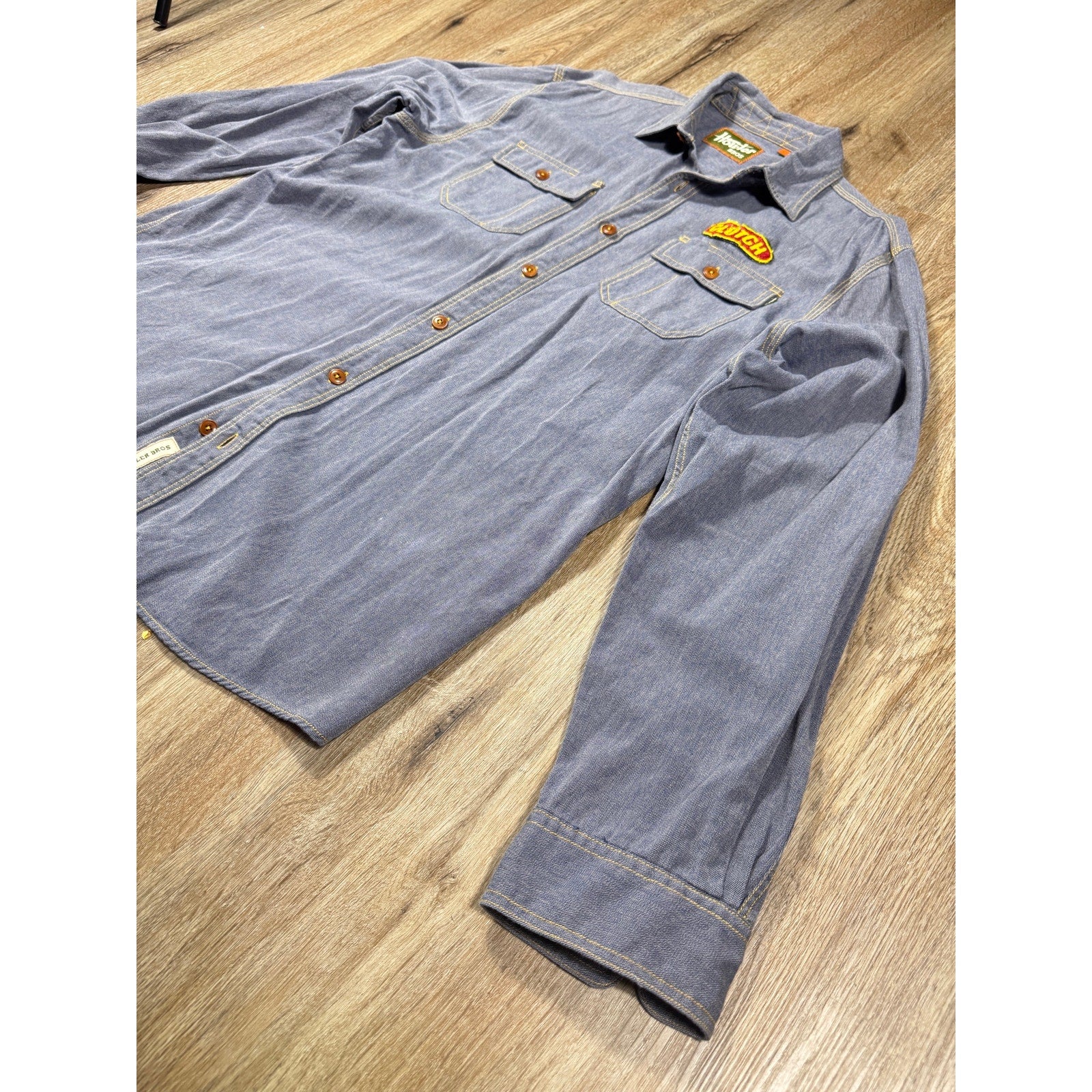 Howler Bros x Clutch Chambray Work Shirt Men’s Large Blue Rare Patch Button Up