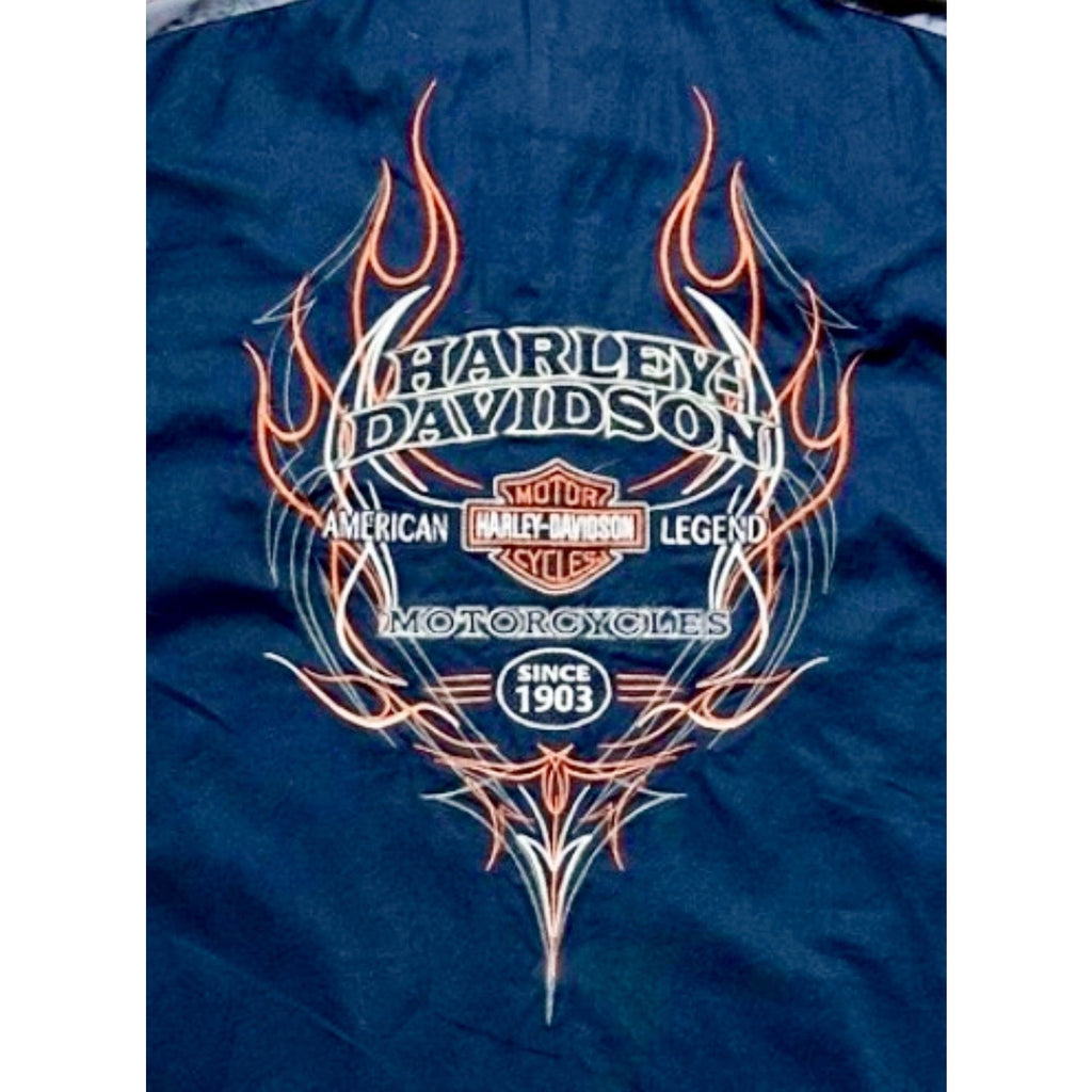 Harley-Davidson Performance Flame Work Shirt Button Up Black Orange Men’s Large