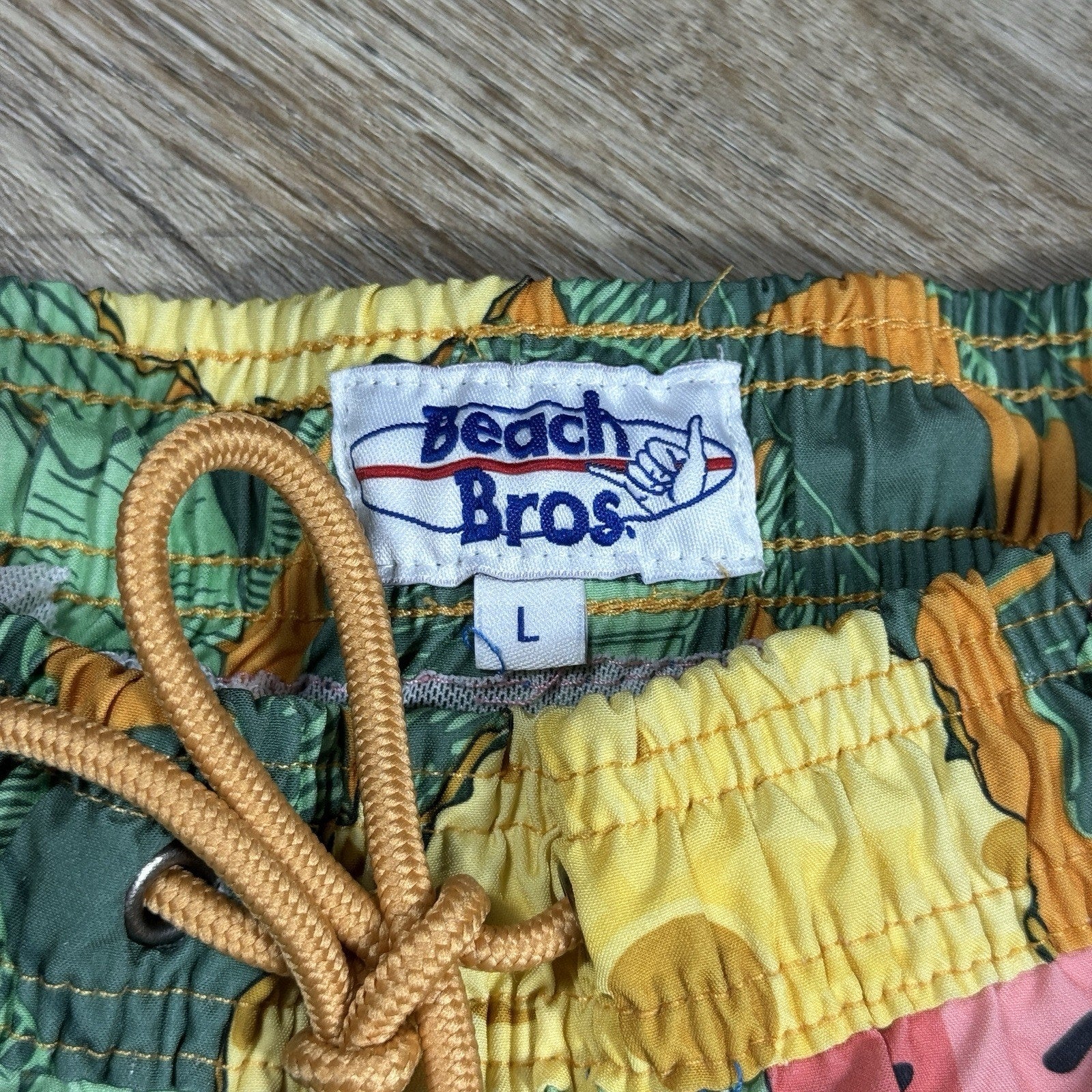 VTG Beach Bros Tropical Pineapple & Watermelon Lined Swim Trunks Size L Large