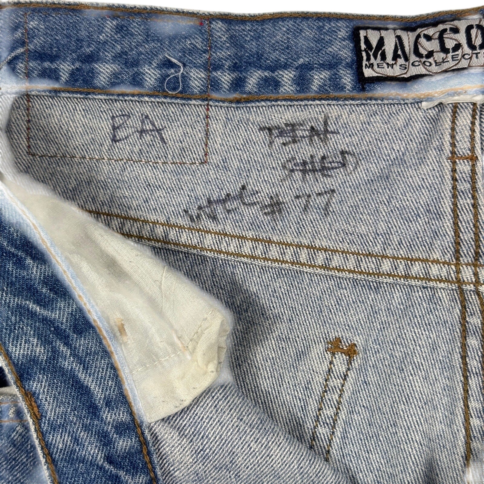 Maccoy Jeans Collection Mens 38x28 Baggy Wide Leg Y2K Skater Blue Denim 90s