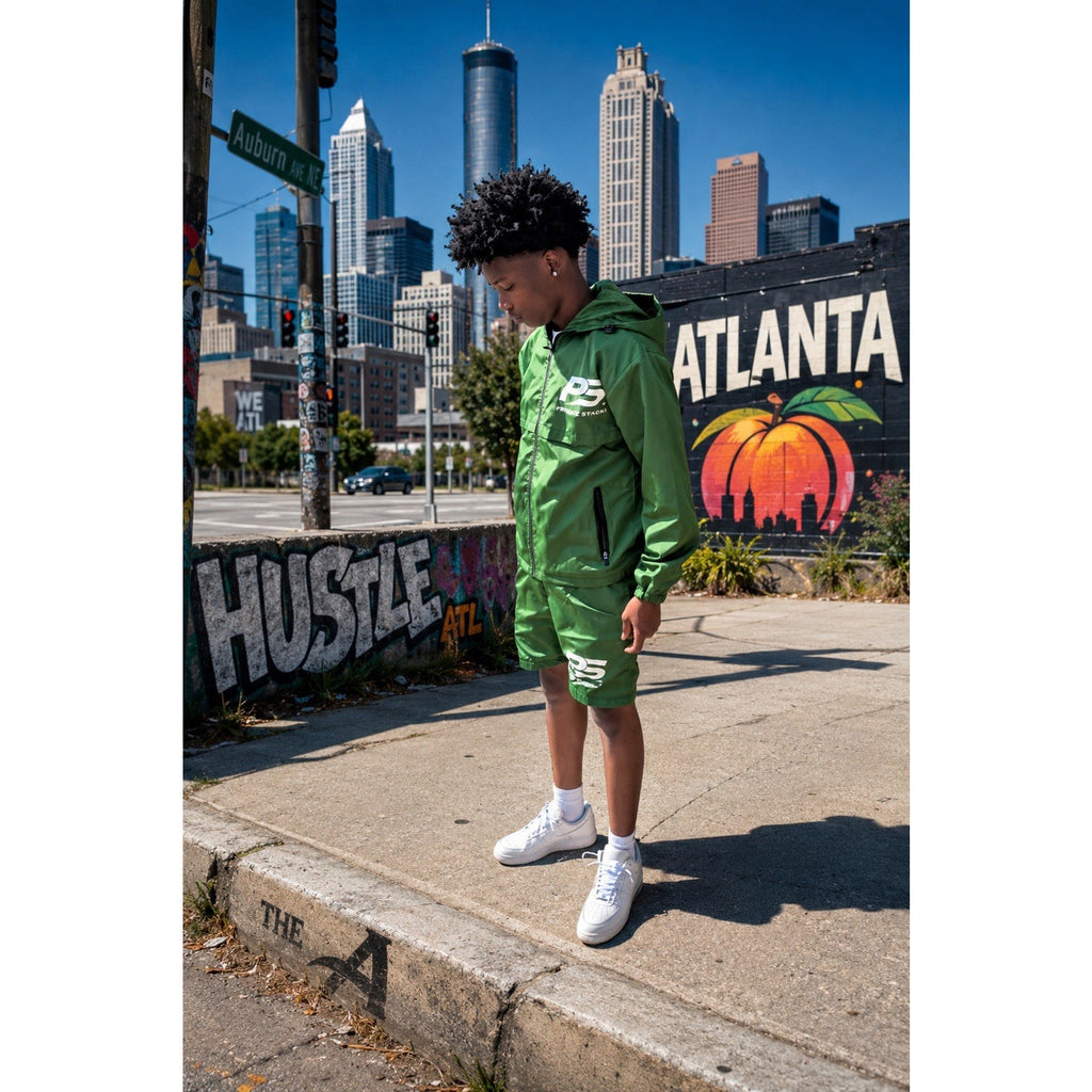 Private Stash PS Windbreaker Shorts Set Green Atlanta Streetwear Tracksuit XL