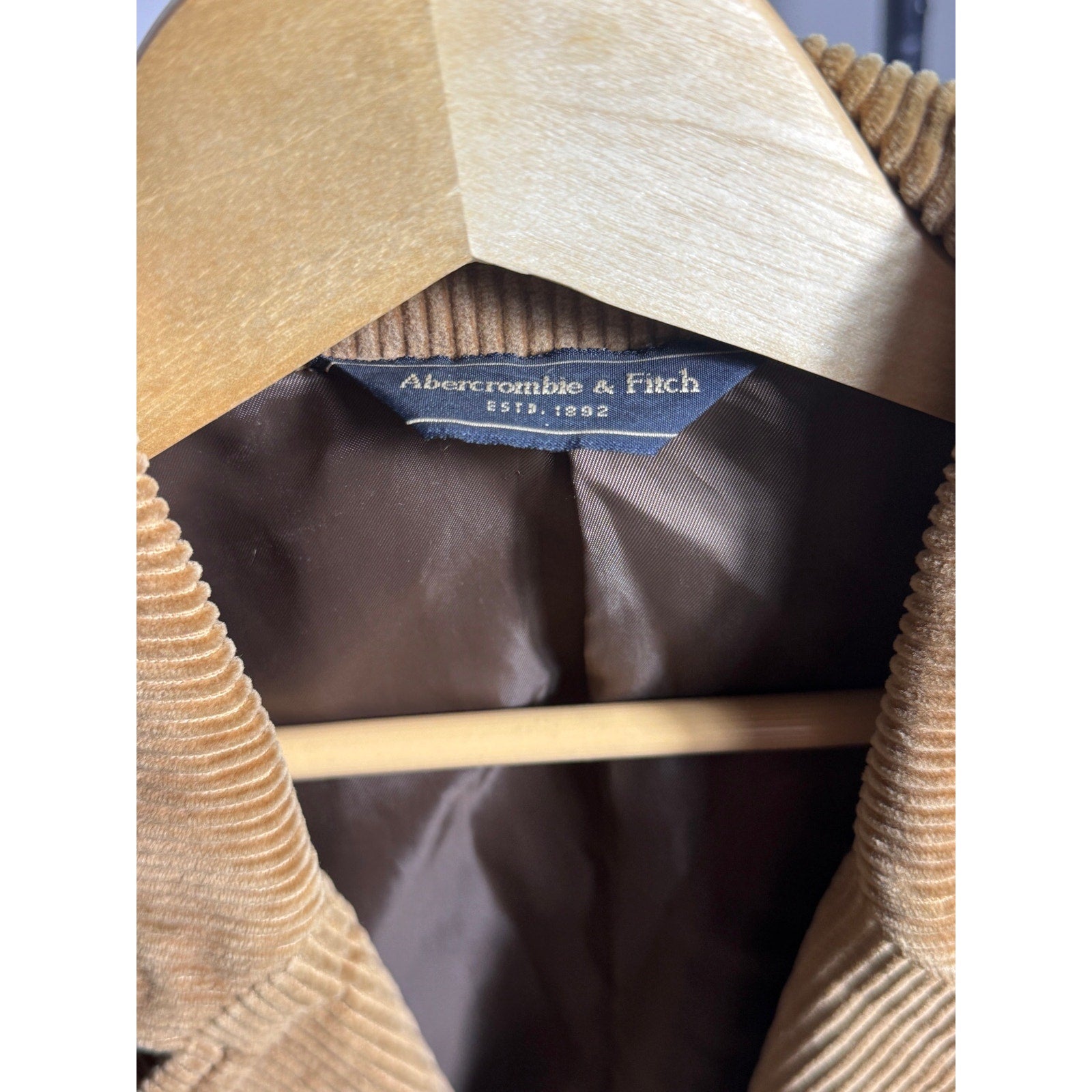Abercrombie & Fitch Tan Corduroy Sport Coat Blazer Jacket Large L Brown 3 Y2K