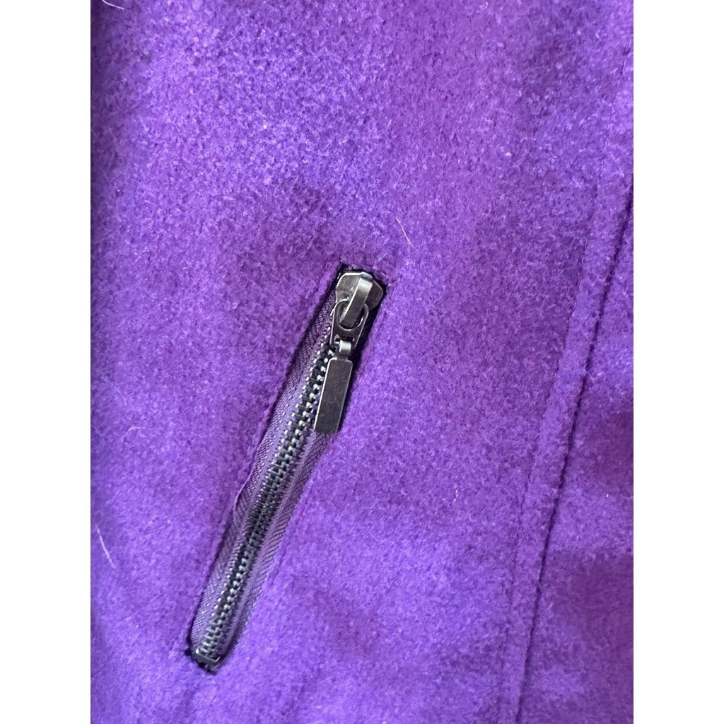 Yoki New York Women’s Purple Moto Jacket Size M Faux Wool Biker Style Zip Pocket