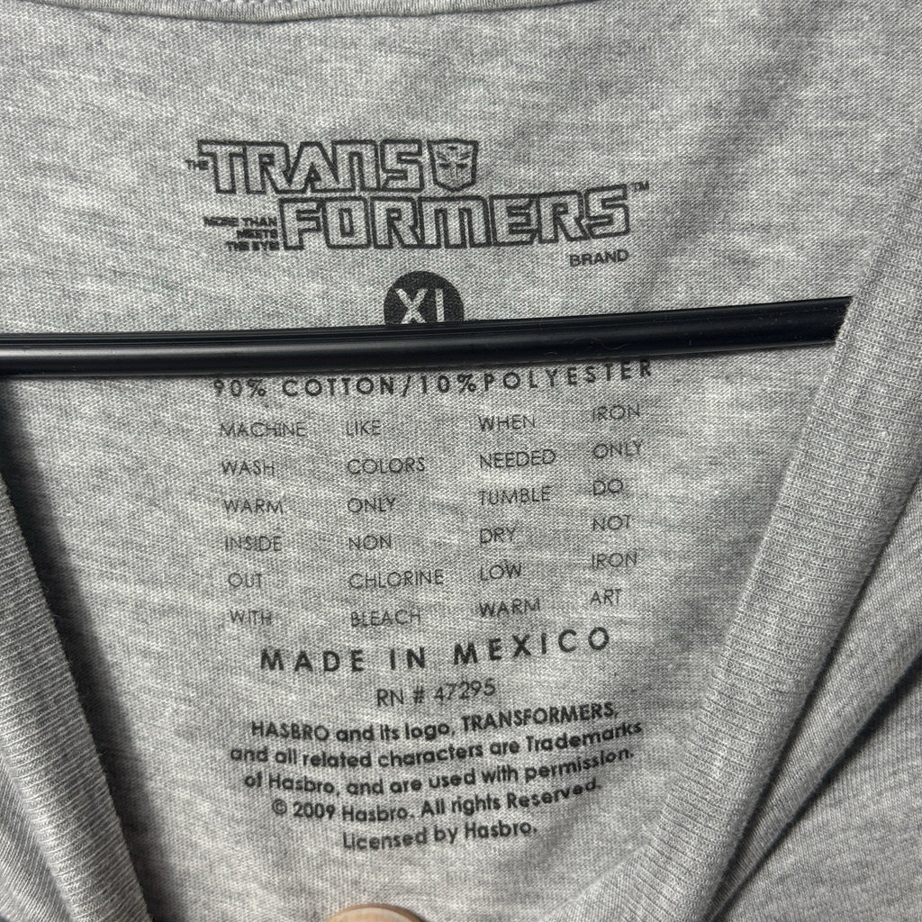 2009 Transformers G1 Optimus Prime Bumblebee Graphic T-Shirt XL Hasbro Gray Y2K