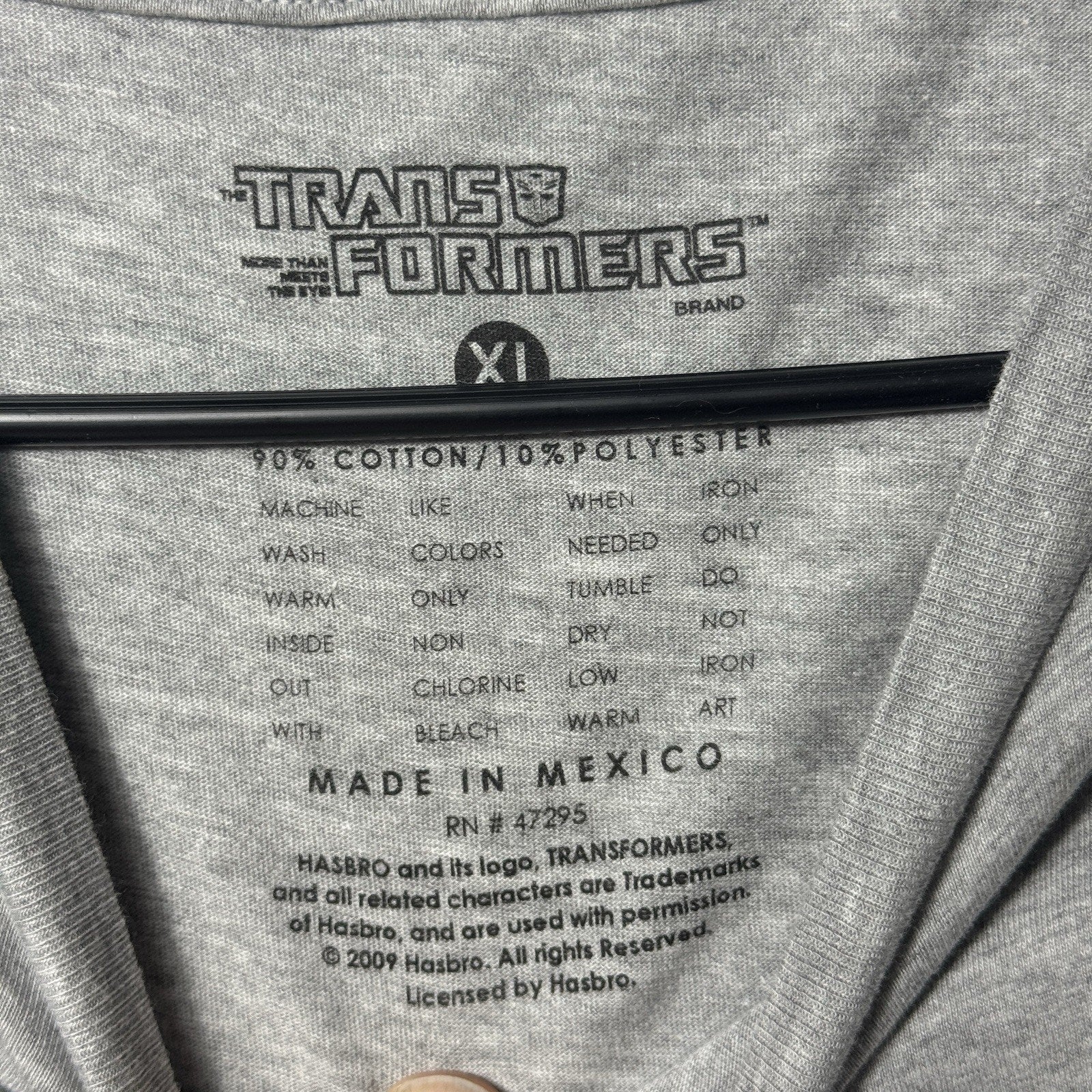 2009 Transformers G1 Optimus Prime Bumblebee Graphic T-Shirt XL Hasbro Gray Y2K