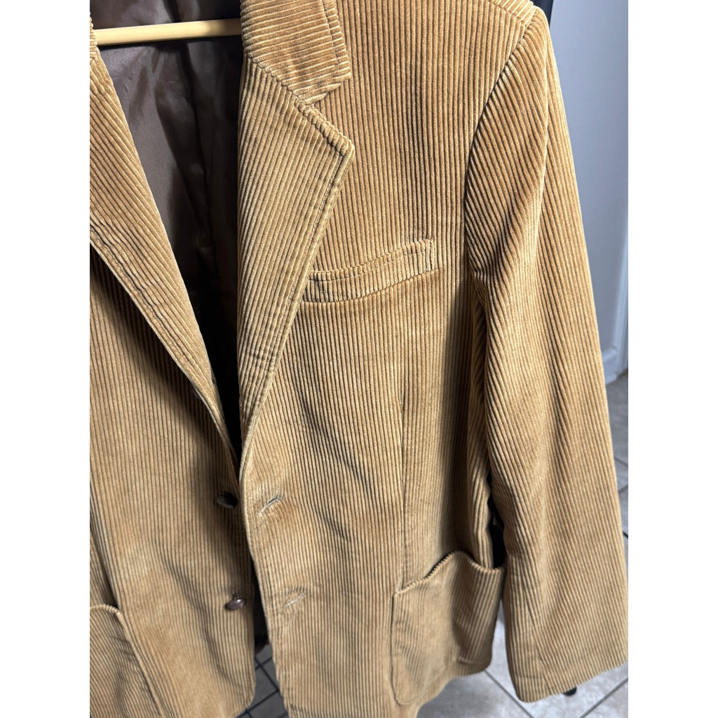 Abercrombie & Fitch Tan Corduroy Sport Coat Blazer Jacket Large L Brown 3 Y2K