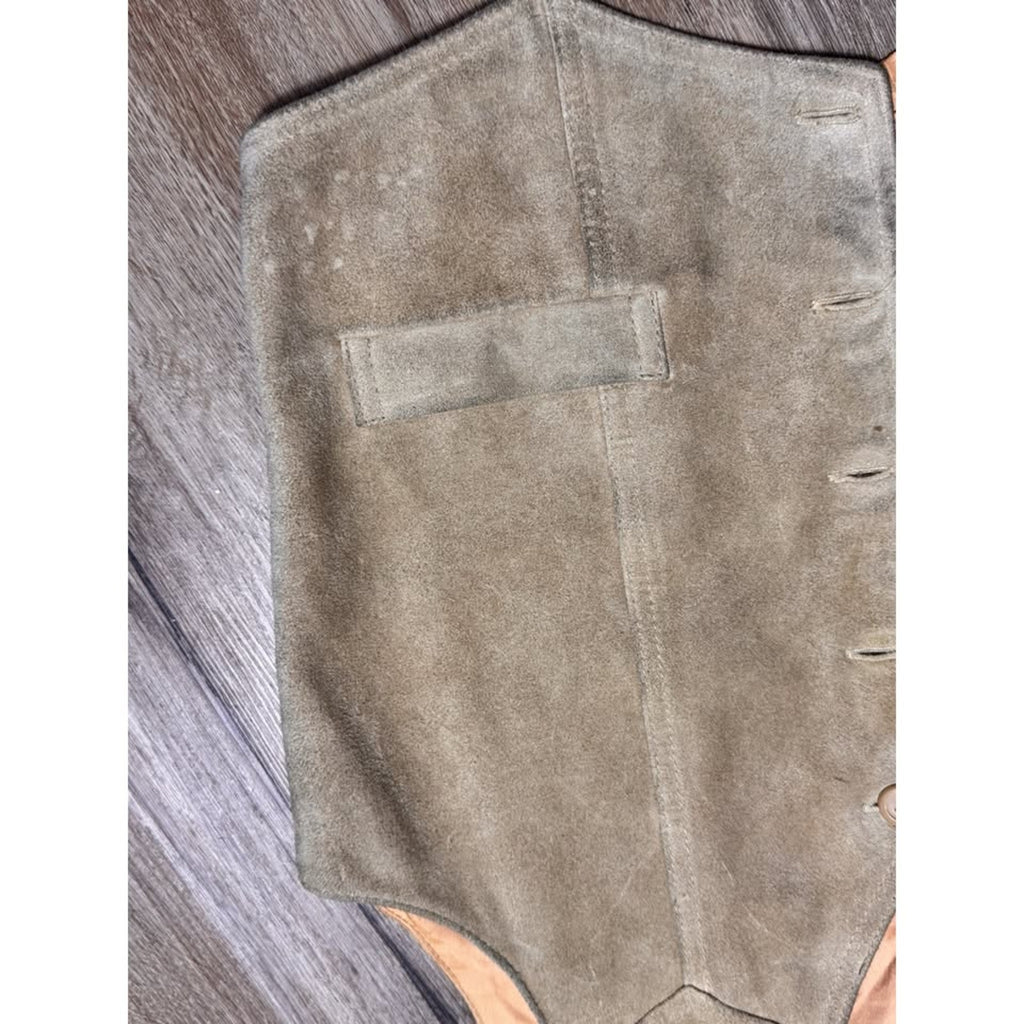 Vtg 70s GAP Suede Leather Vest Mens M Tan Western D-Ring Back Made Korea