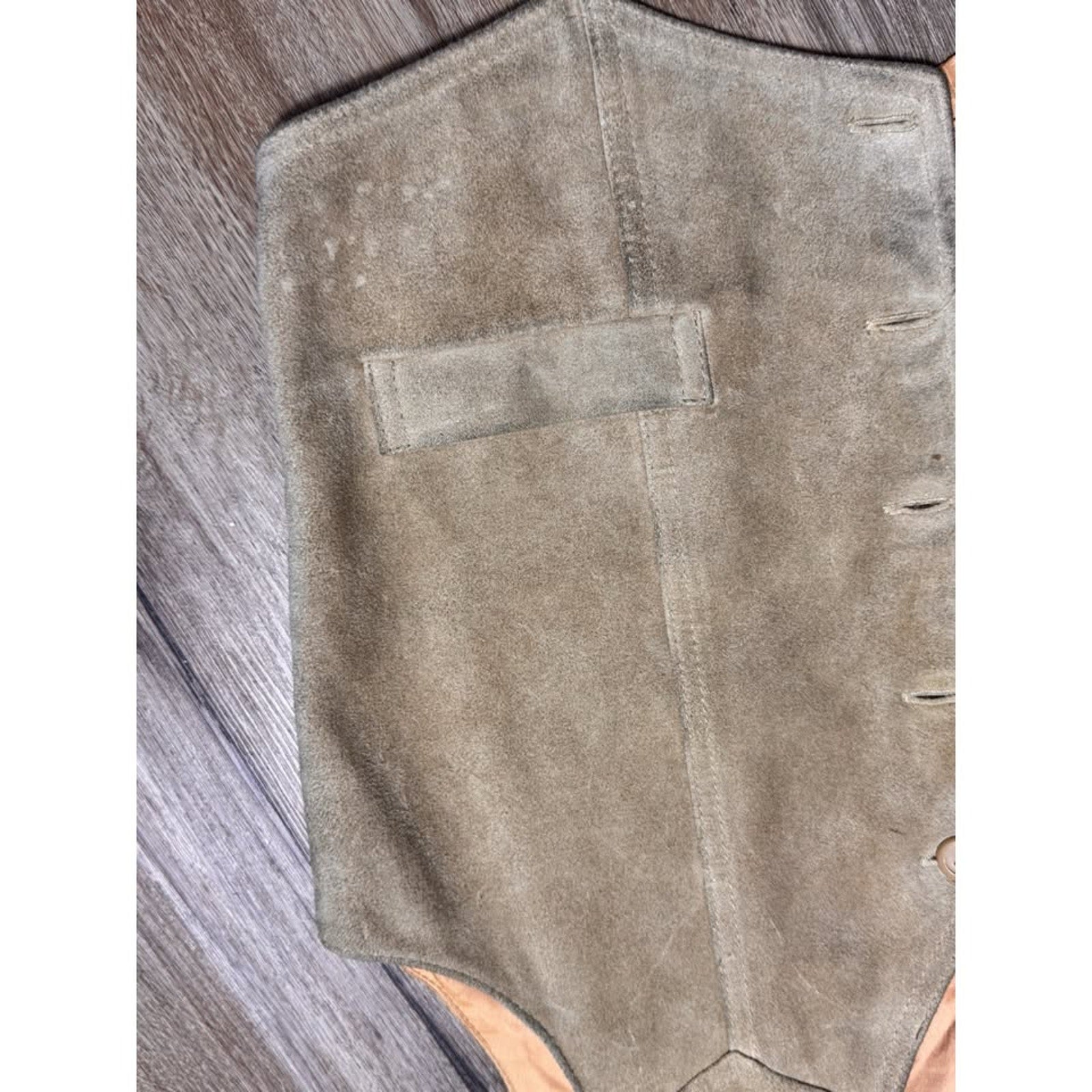 Vtg 70s GAP Suede Leather Vest Mens M Tan Western D-Ring Back Made Korea