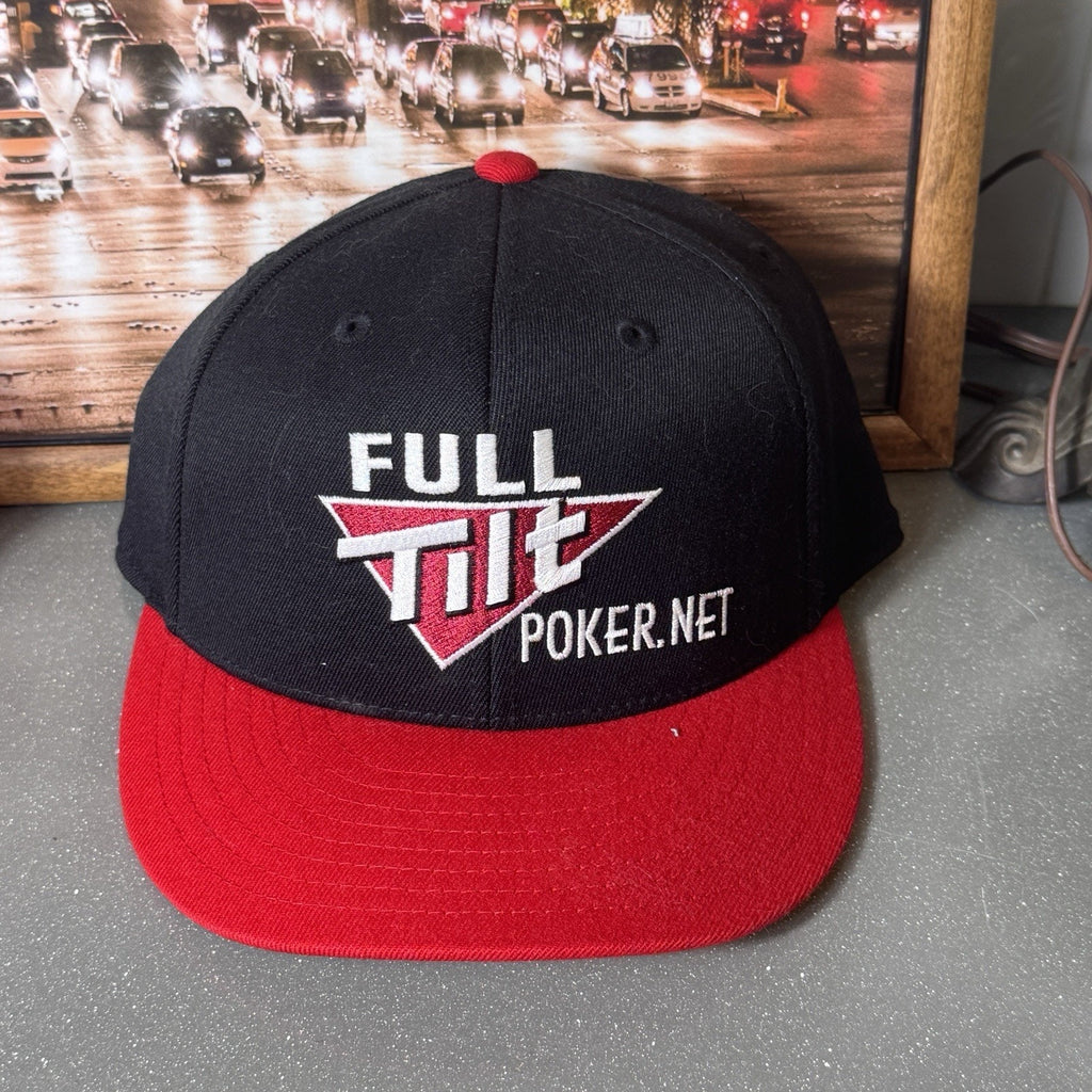 2000s Full Tilt Poker Online Gambling WSOP Flex Fitted Hat 7 1/4-7 5/8 L XL Y2K
