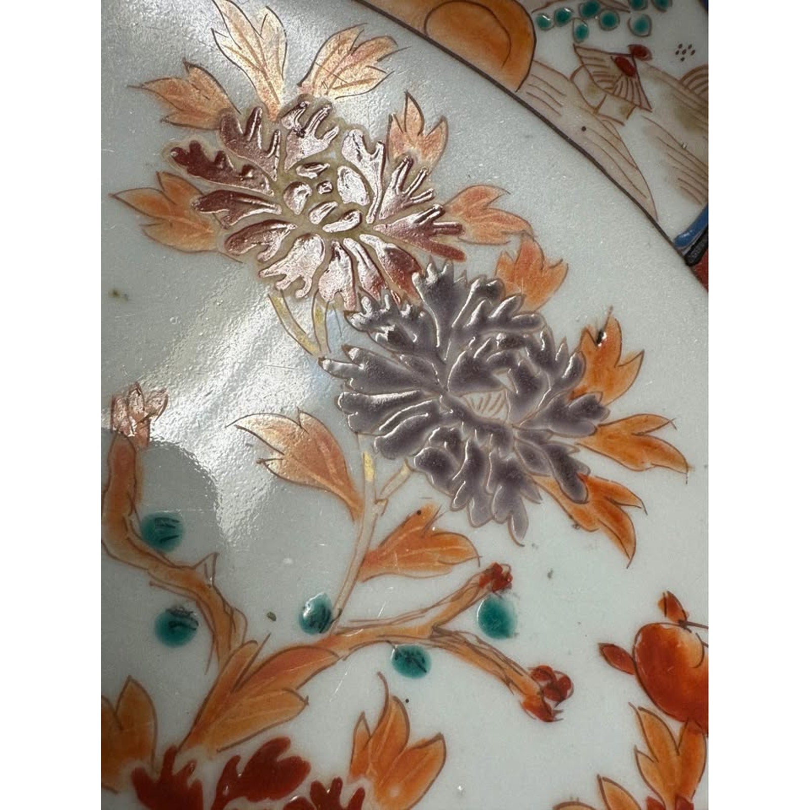 Antique Japanese Kutani Pedestal Compote Bowl Peacock Floral 10.75” Hand Painted