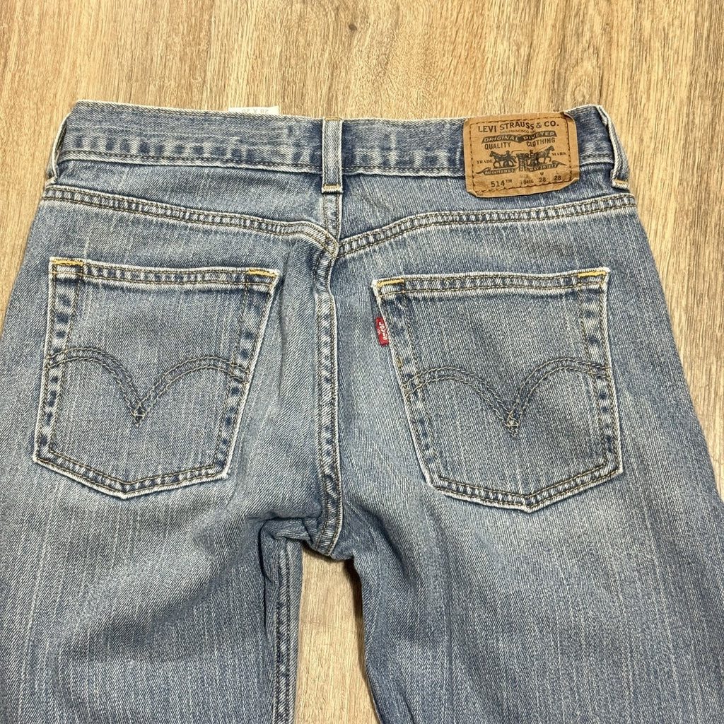 Levi's 514 Slim Straight Jeans Mens 28x28 Boys 16 Regular Light Wash Denim