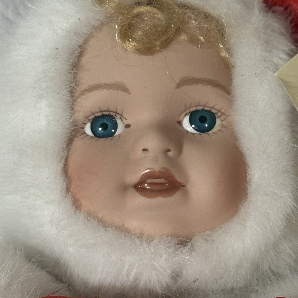 Plush Appeal Valentine Angel Bear Plush Doll White Faux Fur Red Heart Blue Eyes