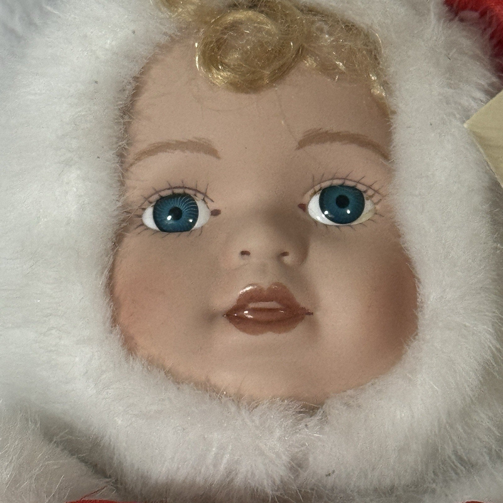 Plush Appeal Valentine Angel Bear Plush Doll White Faux Fur Red Heart Blue Eyes