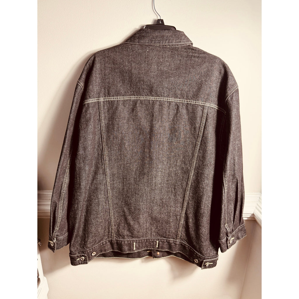 Vintage Y2K Guess Jeans USA Black Denim Chore Jacket Trucker Workwear XXL 2000s