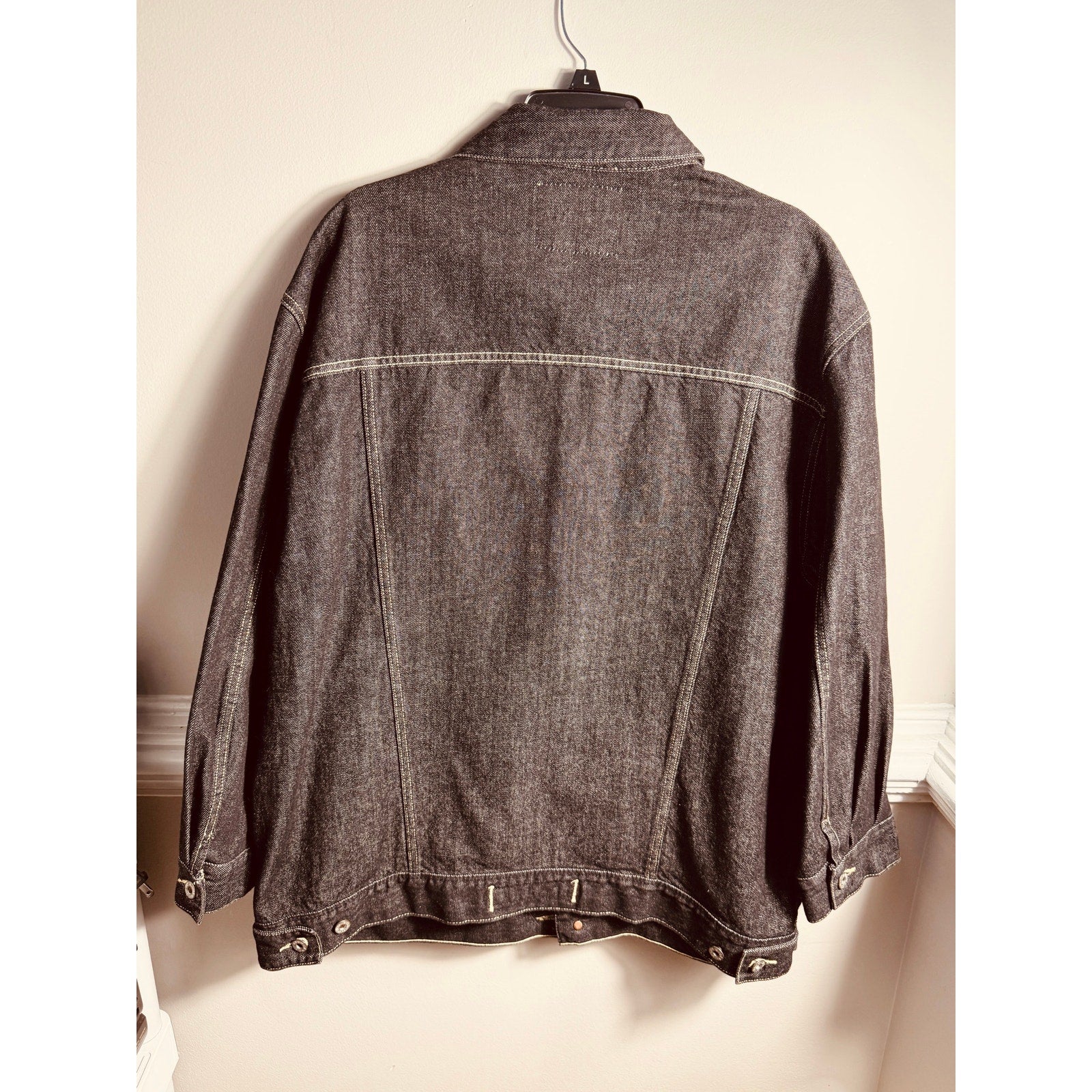Vintage Y2K Guess Jeans USA Black Denim Chore Jacket Trucker Workwear XXL 2000s
