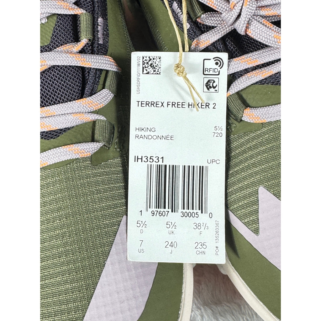Terrex Free Hiker 2 GTX Green Boost Trail Hiking Shoes IH3531 Women’s 7 Men 5.5
