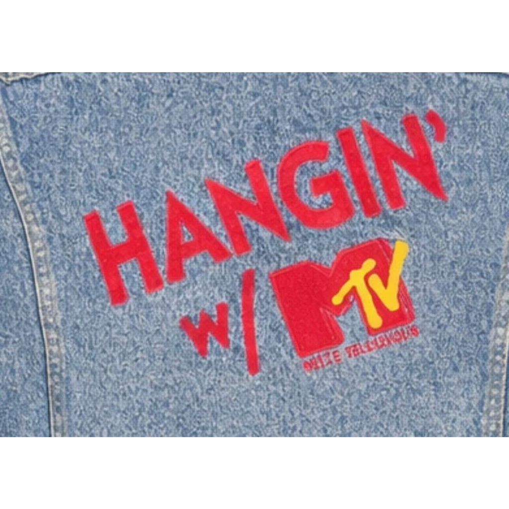 Vintage Early 90s Lee Hangin w MTV Denim Jean Jacket Made in USA XL Rare MTV