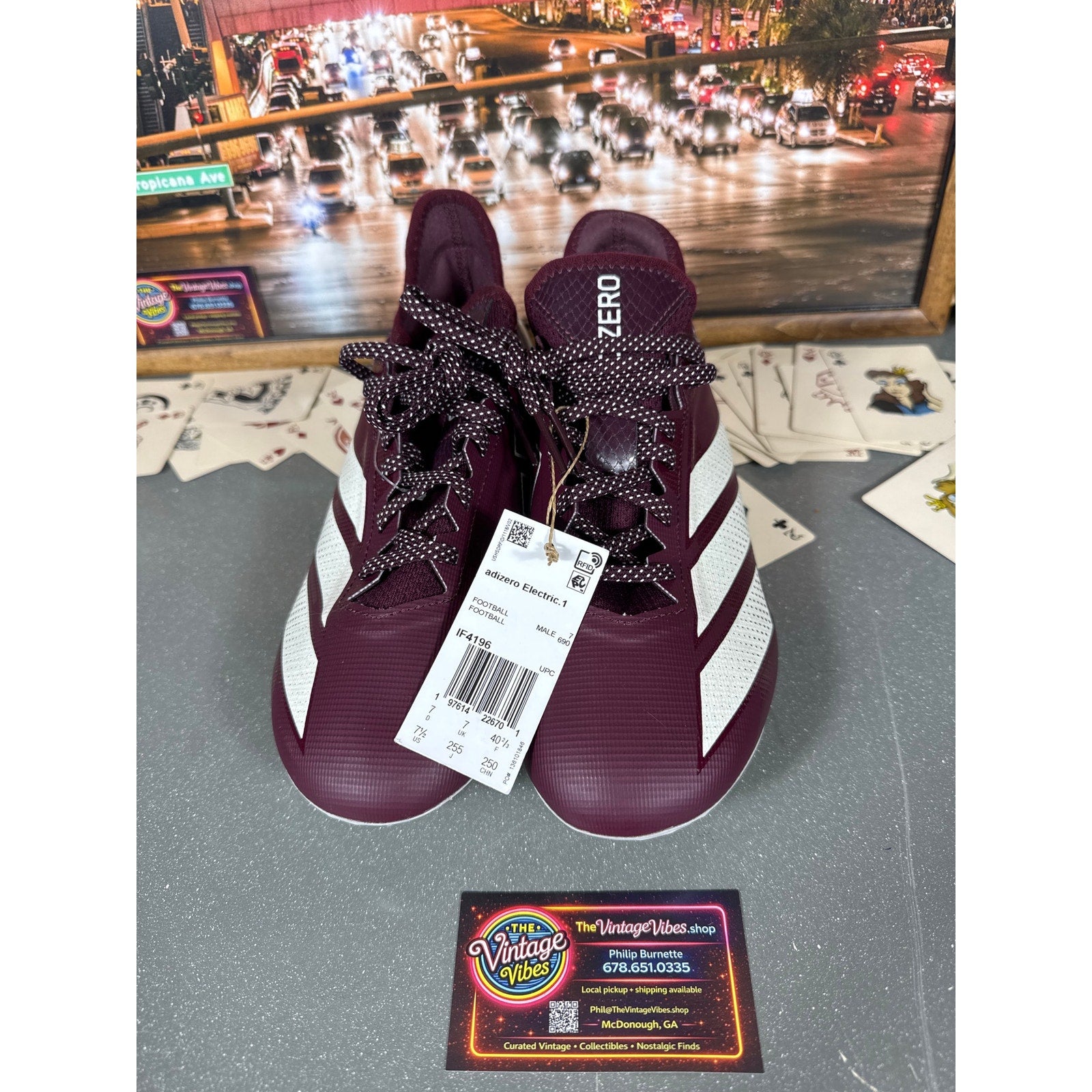 Adidas Adizero Electric.1 Football Cleats Burgundy White IF4196 Men’s 7.5 New