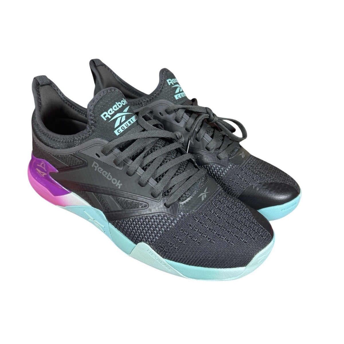 Reebok Nano Court Pickleball Tennis Shoes Grey Purple Aqua 100212266 M10 W11.5