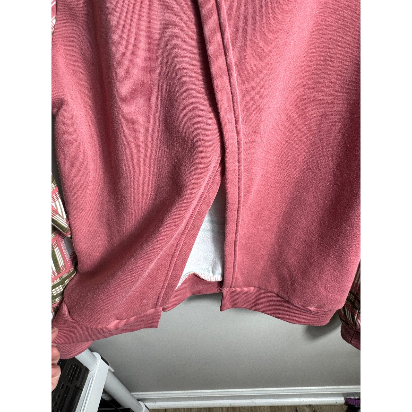 Y2K Baby Phat Plaid Open Back Hoodie Women’s 1X XL Pink Green