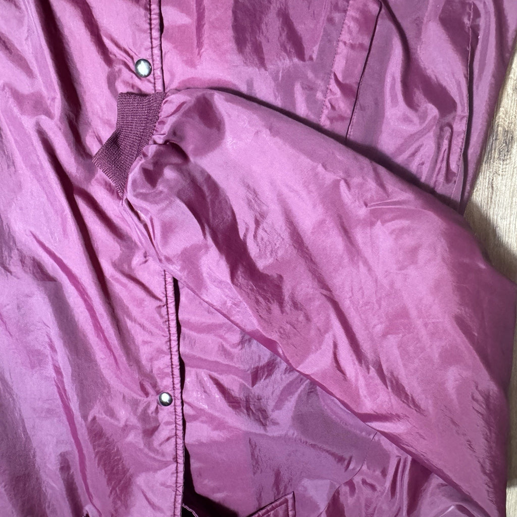 Vtg Weather Breaker Sherpa Lined Coach Jacket USA Burgundy Nylon Men’s L Tall