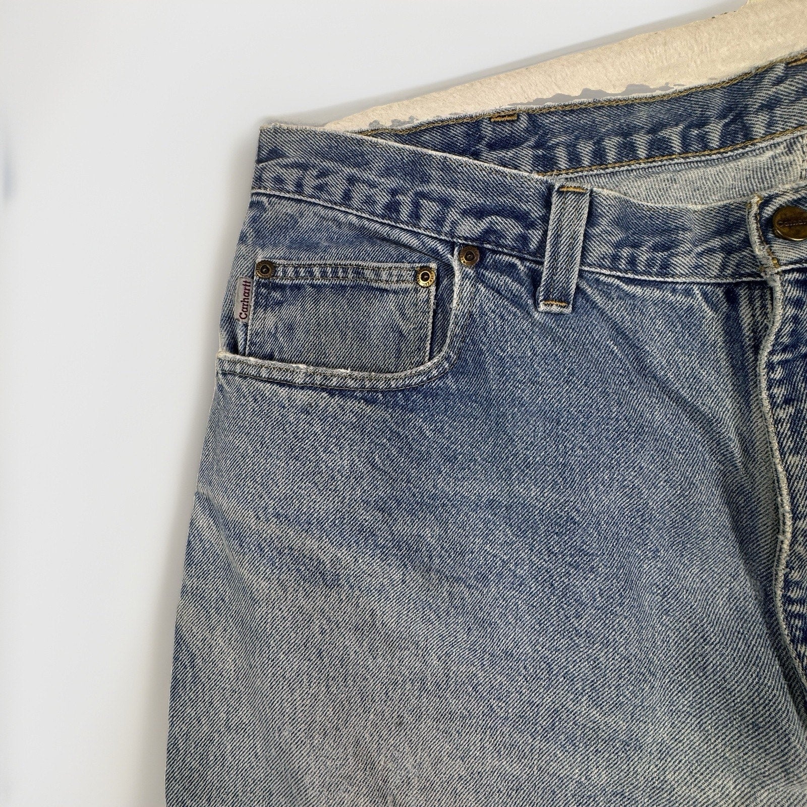 Carhartt B42 Relaxed Fit Jeans Mens 40x30 Distressed Workwear Denim Made Mexico
