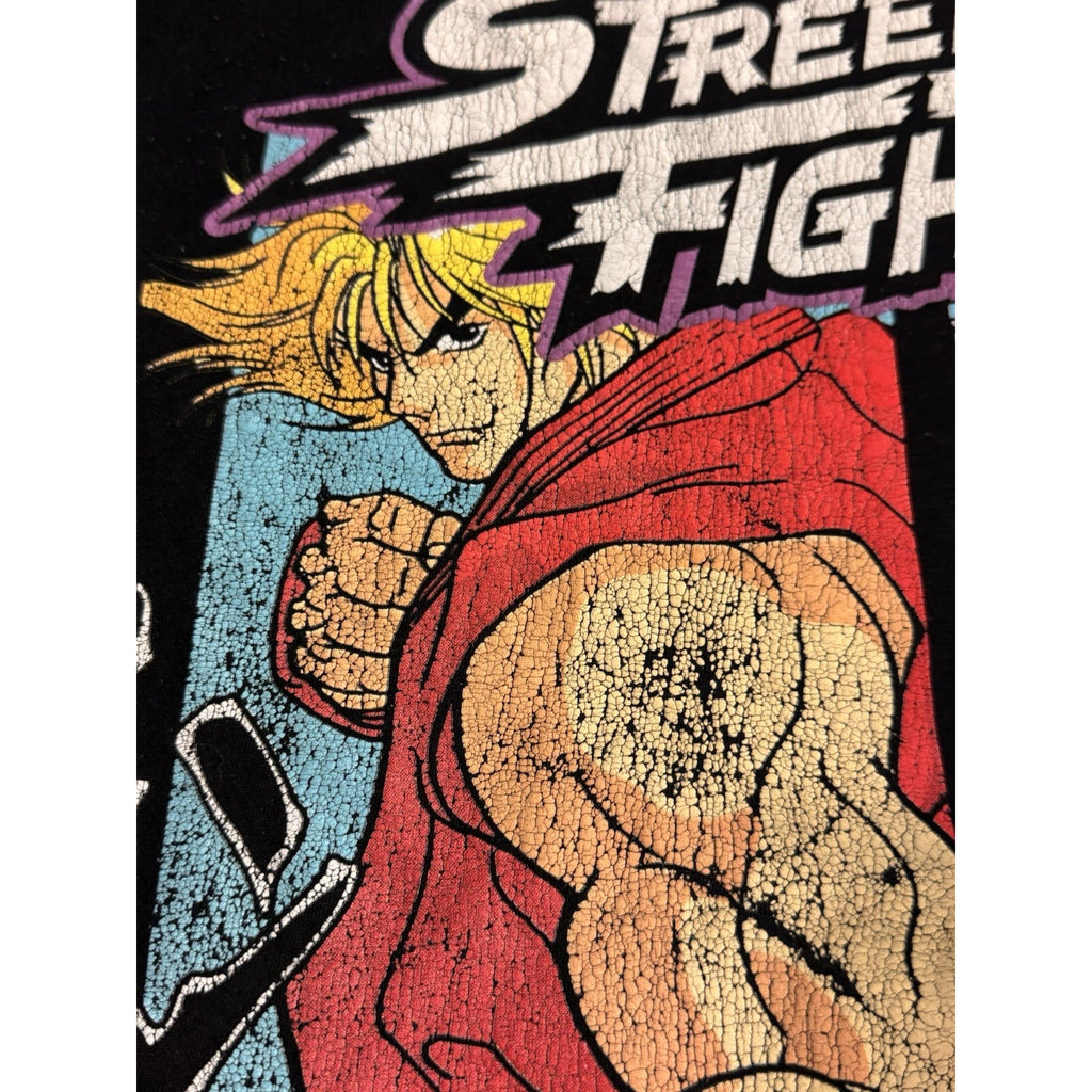 Vtg Street Fighter Ken Ryu Graphic T-Shirt Capcom 1987 Sleeve Print 4XL
