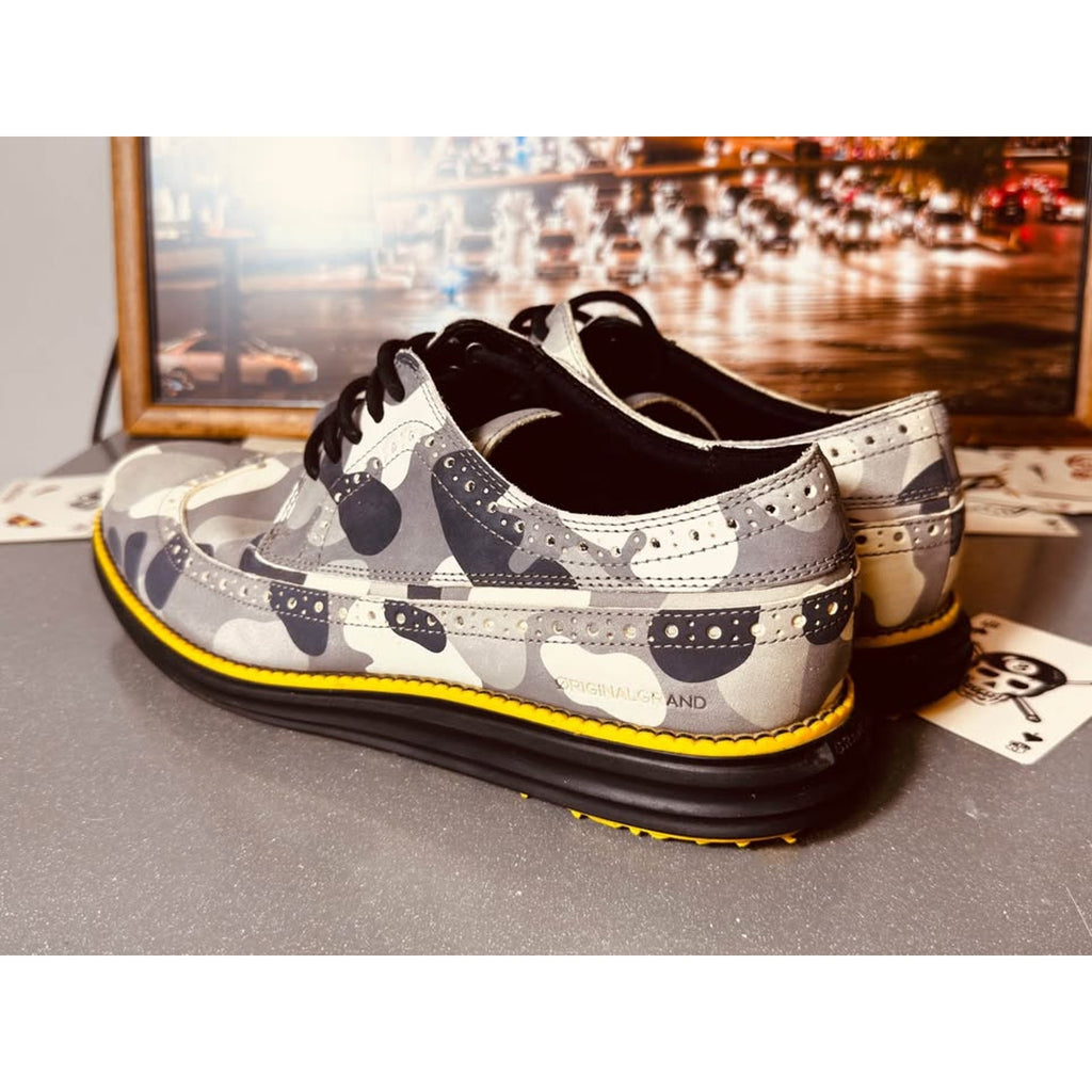 Cole Haan OriginalGrand Golf Wingtip Oxford Shoes Gray Camo Leather Men’s Size 10M