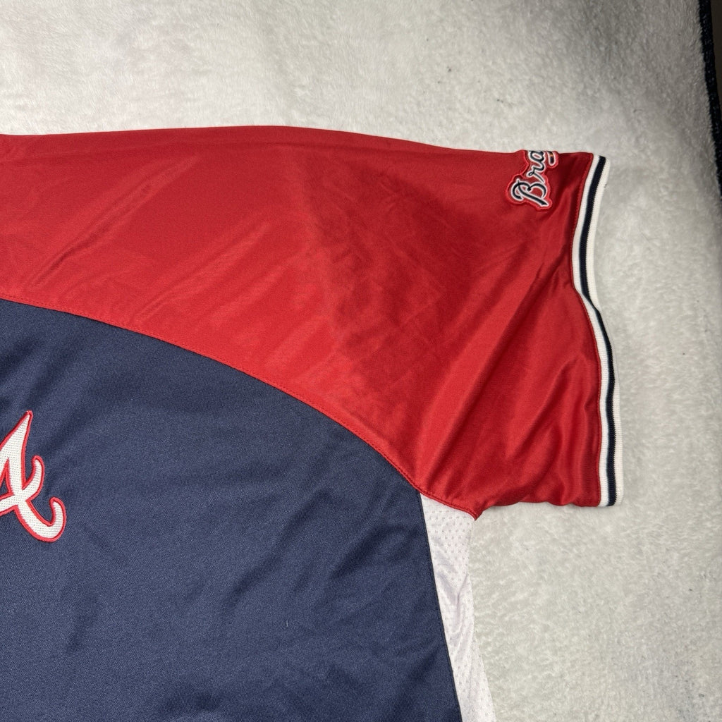 Vtg Majestic Atlanta Braves Baseball Cool Base BP Jersey Mens 4XL 4X V-Neck Blue