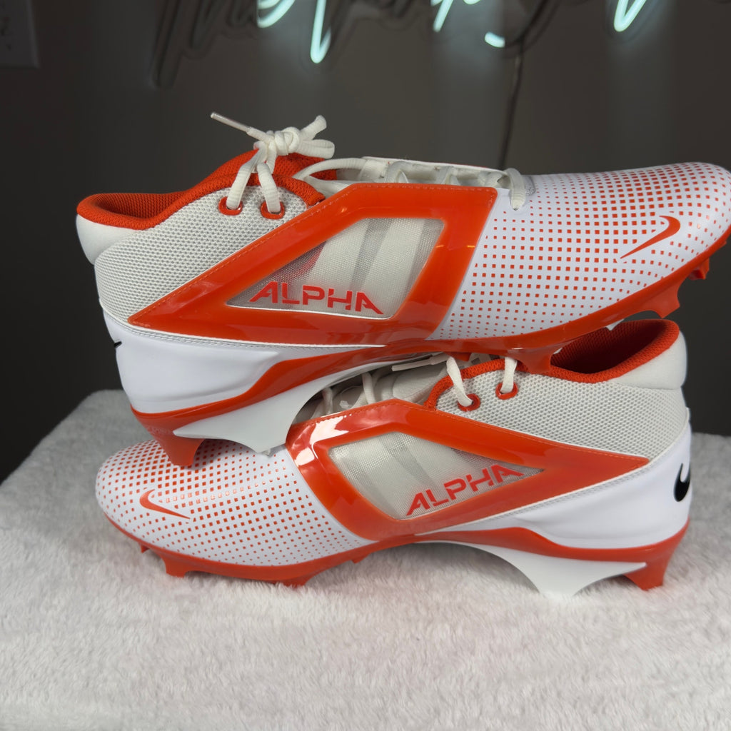 Nike Alpha Menace 4 Pro Football Cleats White Orange FZ7702-101 Sz 14.5