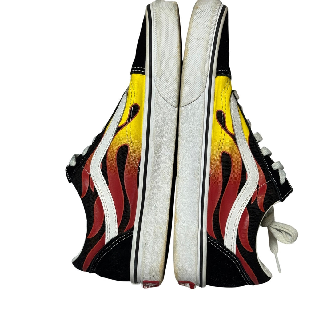Vans Old Skool Flame Sneakers Black Yellow Red Canvas Skate Shoes Men's 5.5 Women 7