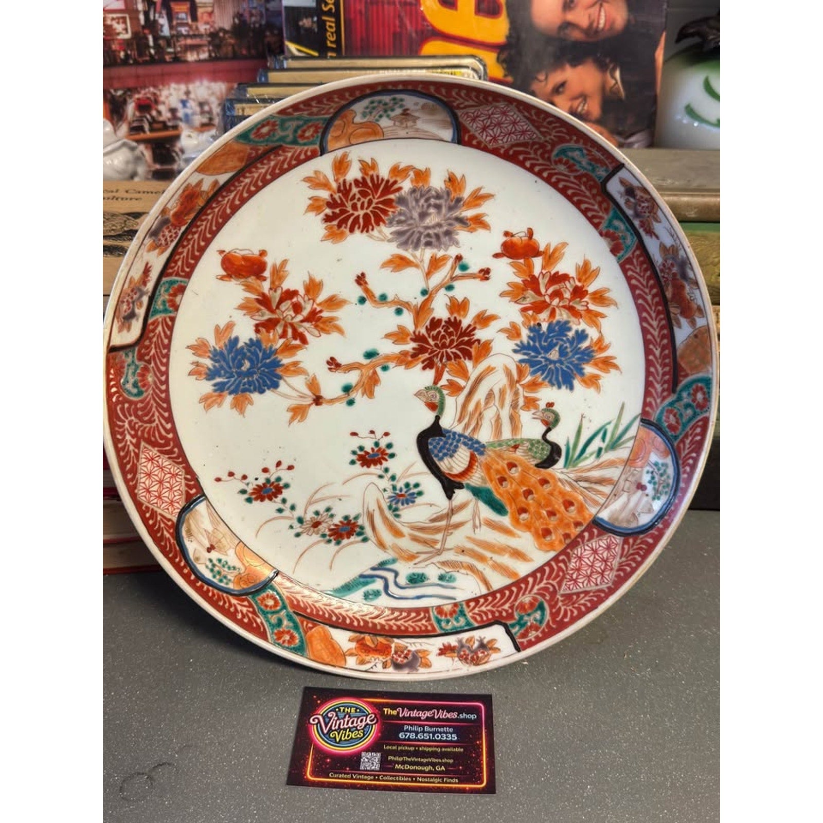 Antique Japanese Kutani Pedestal Compote Bowl Peacock Floral 10.75” Hand Painted