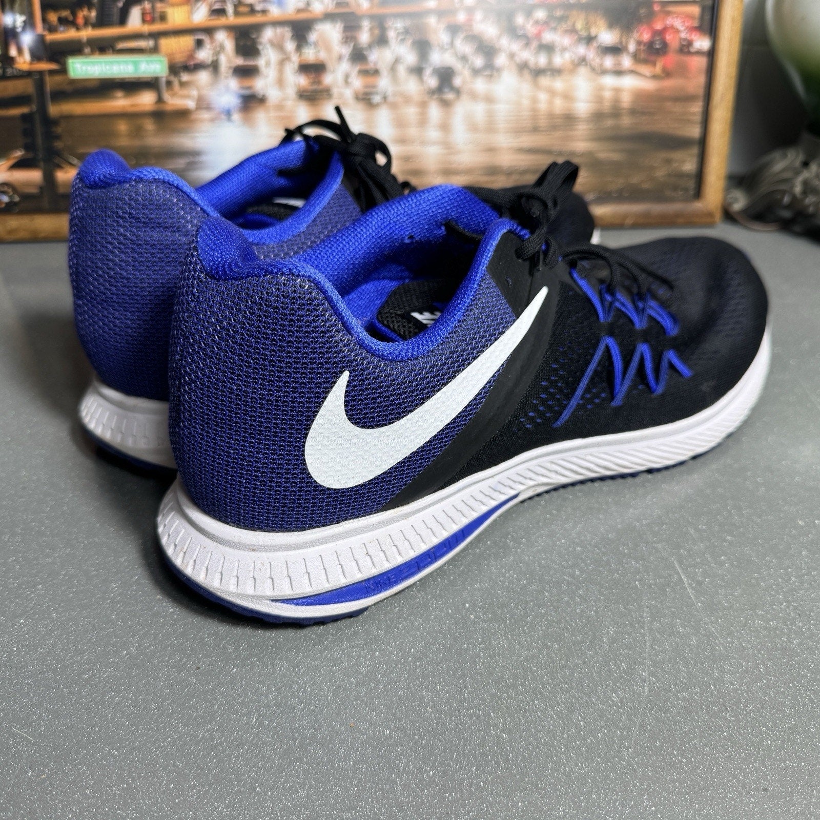 Nike Zoom Winflo 3 Mens Size 15 Blue Black Athletic Running Shoes Sneakers