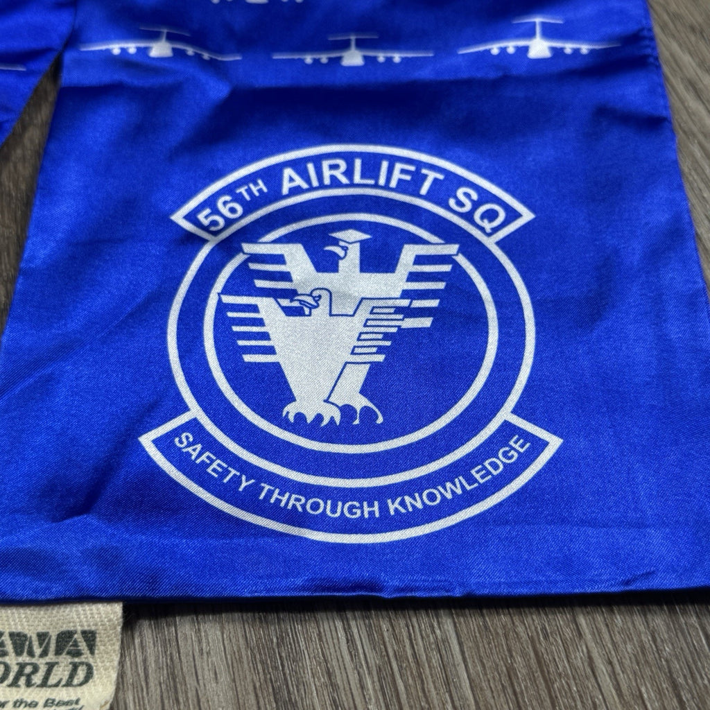 Rama World 56th Airlift Squadron USAF Pilot Scarf Blue C-5 Galaxy Made In USA