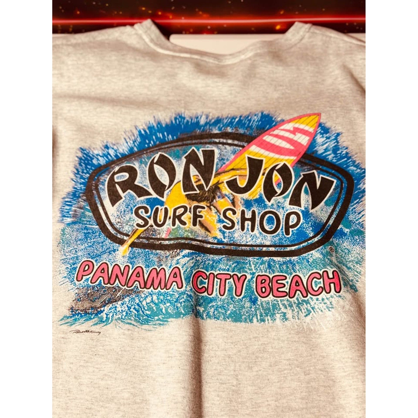 Vintage Ron Jon Surf Shop Panama City Beach Crewneck Sweatshirt Large Gray Surf