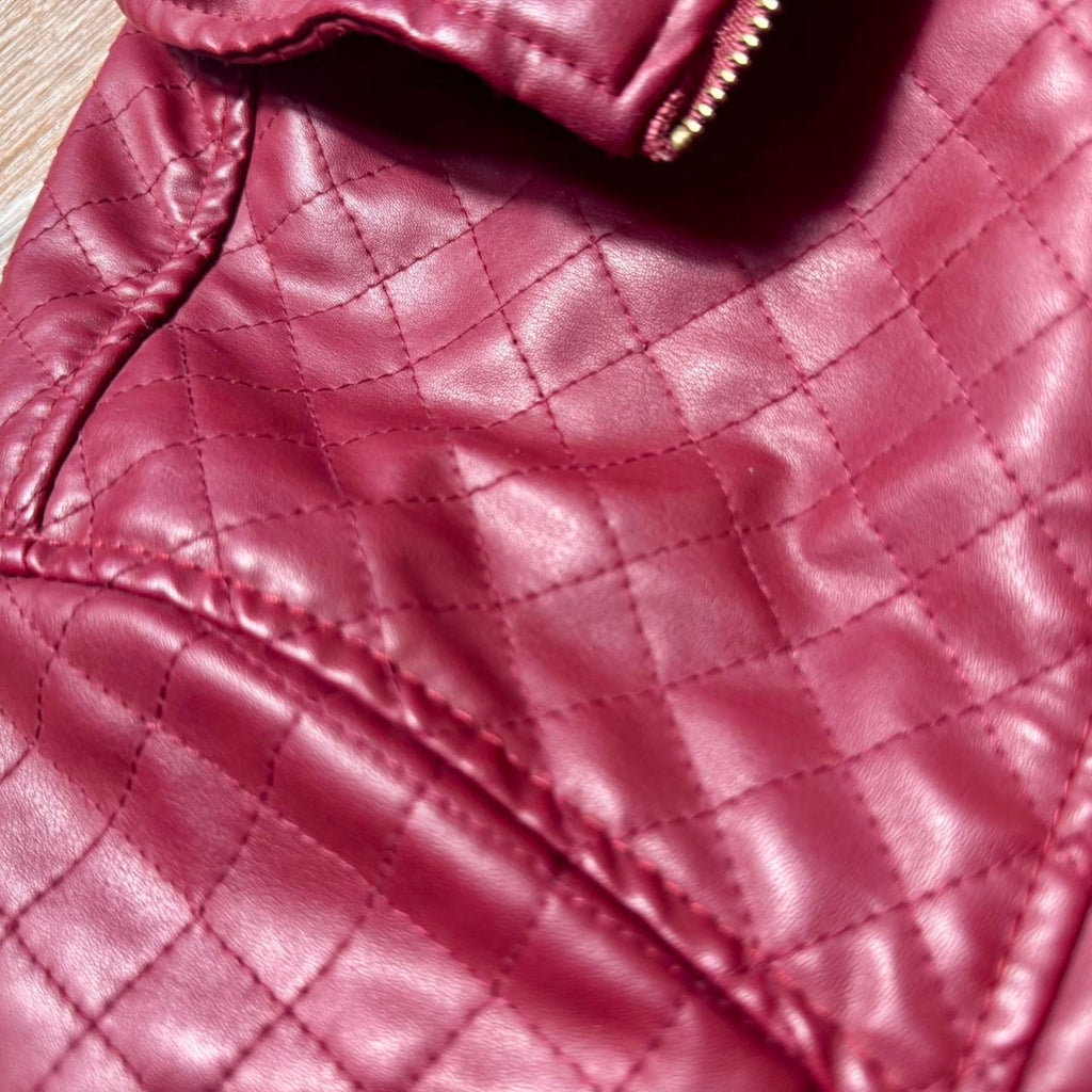Red faux leather moto jacket