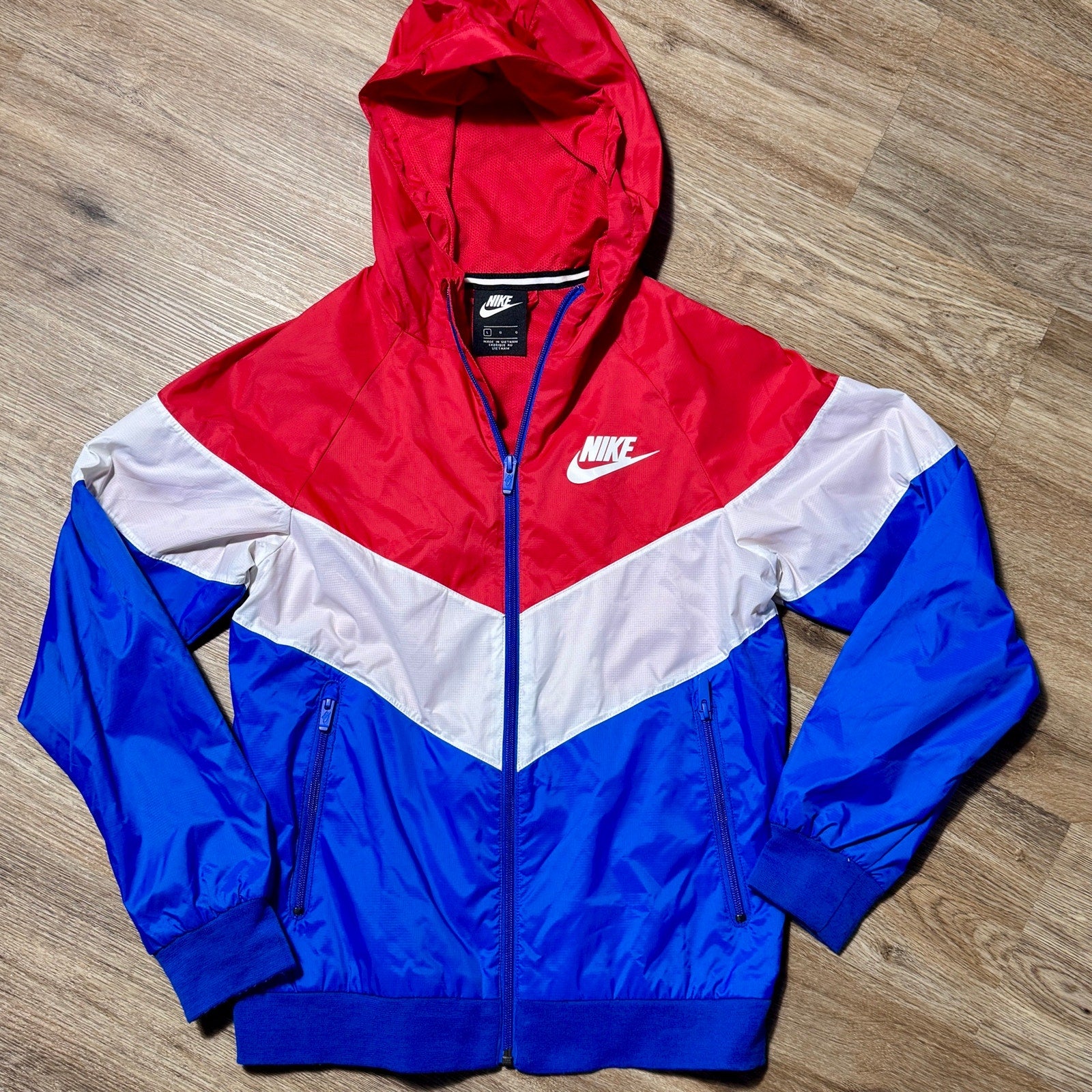 Nike Windrunner Hooded Jacket Youth Large CJ6722-657 Red Blue White