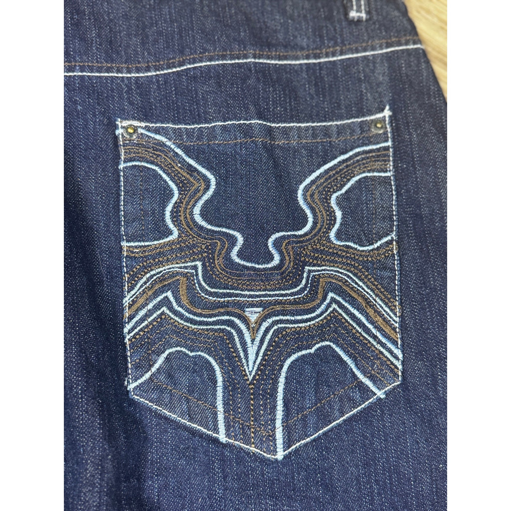 Vintage DON Y2K Baggy Dark Wash Embroidered Pocket Jeans Men’s 42 Hip Hop Skater
