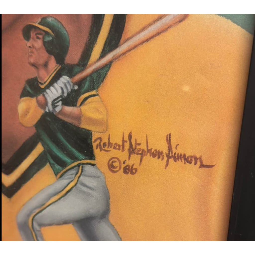 Rare Vintage Jose Canseco Framed Art Robert Stephen Simon 1986 Oakland A's 18x22