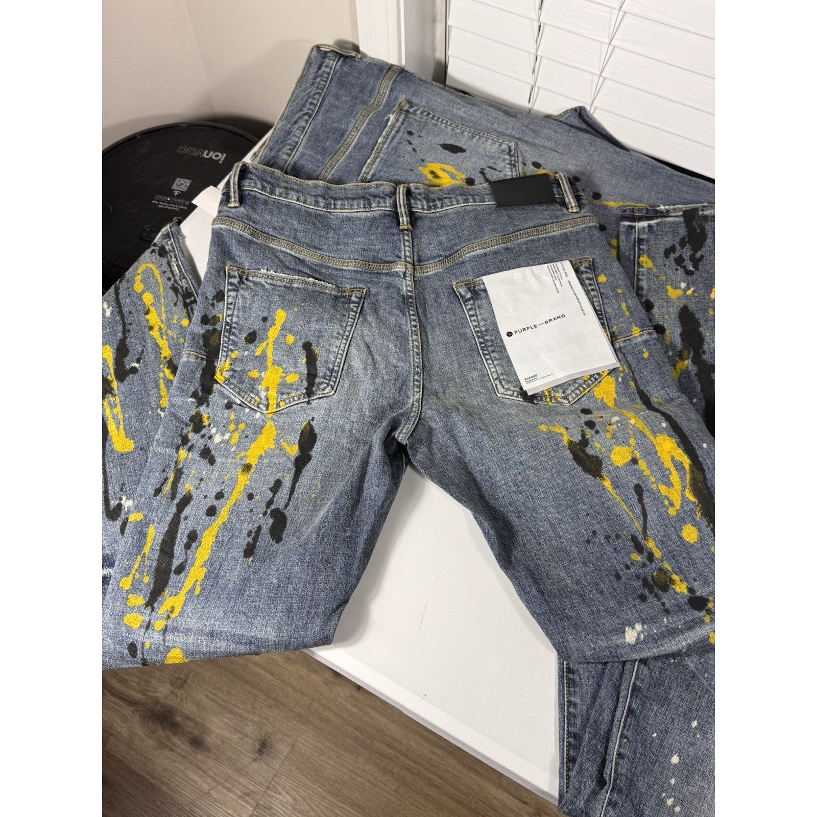 $290 Rare Purple Brand P002 Atlanta Exclusive Gold Paint Splatter Jeans Sz 34x34