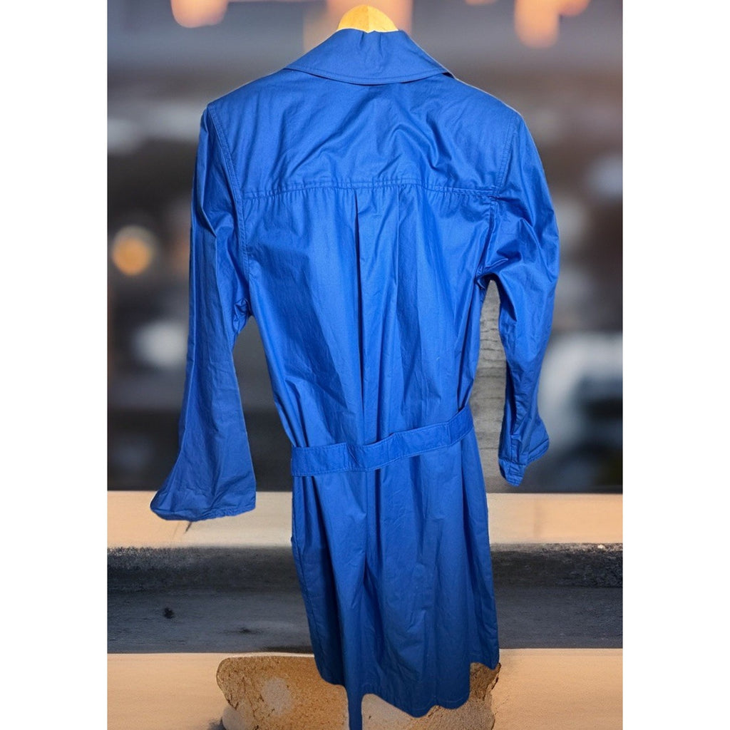 Vtg Doncaster Blue Trench Coat Belted Lightweight Long Jacket Women’s Small-Med