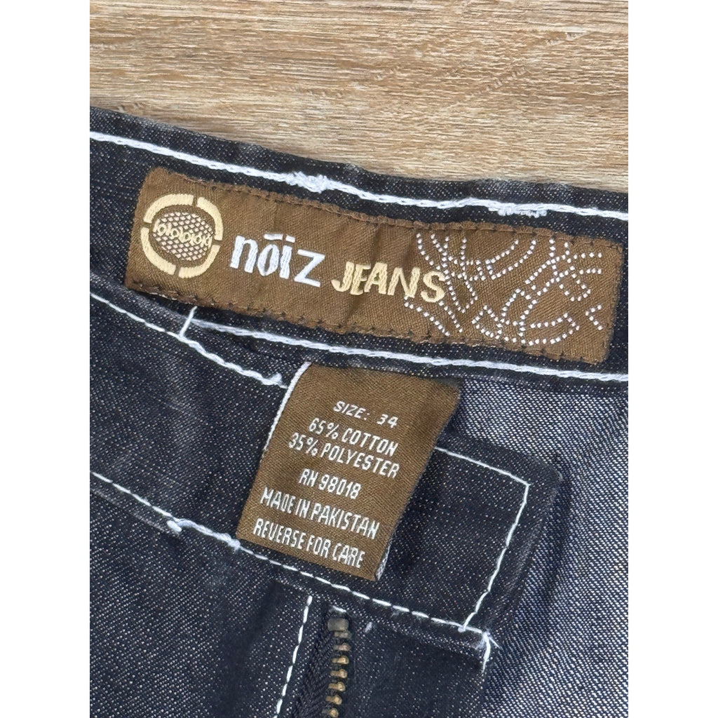 Noiz Jeans Denim Jorts Shorts Men’s 34 Black Y2K Skater Hip Hop Baggy Logo Money