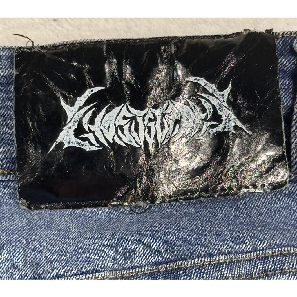 Rare Ghost Supply x Chaotix Studios 1 of 1 Reworked Alien Face Denim Jeans 32x27