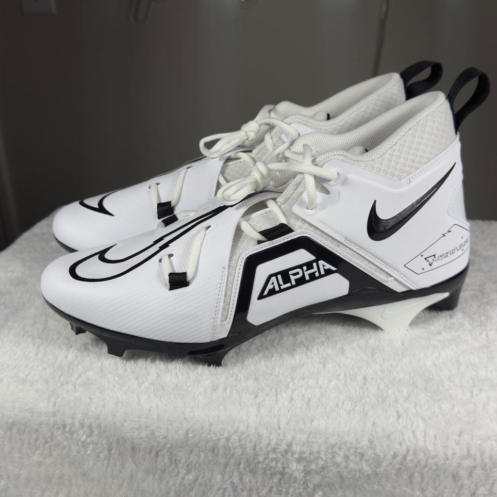Nike Alpha Menace Pro 3 WD Mid PE Football Cleats White Black DH3292-100 Men13 W