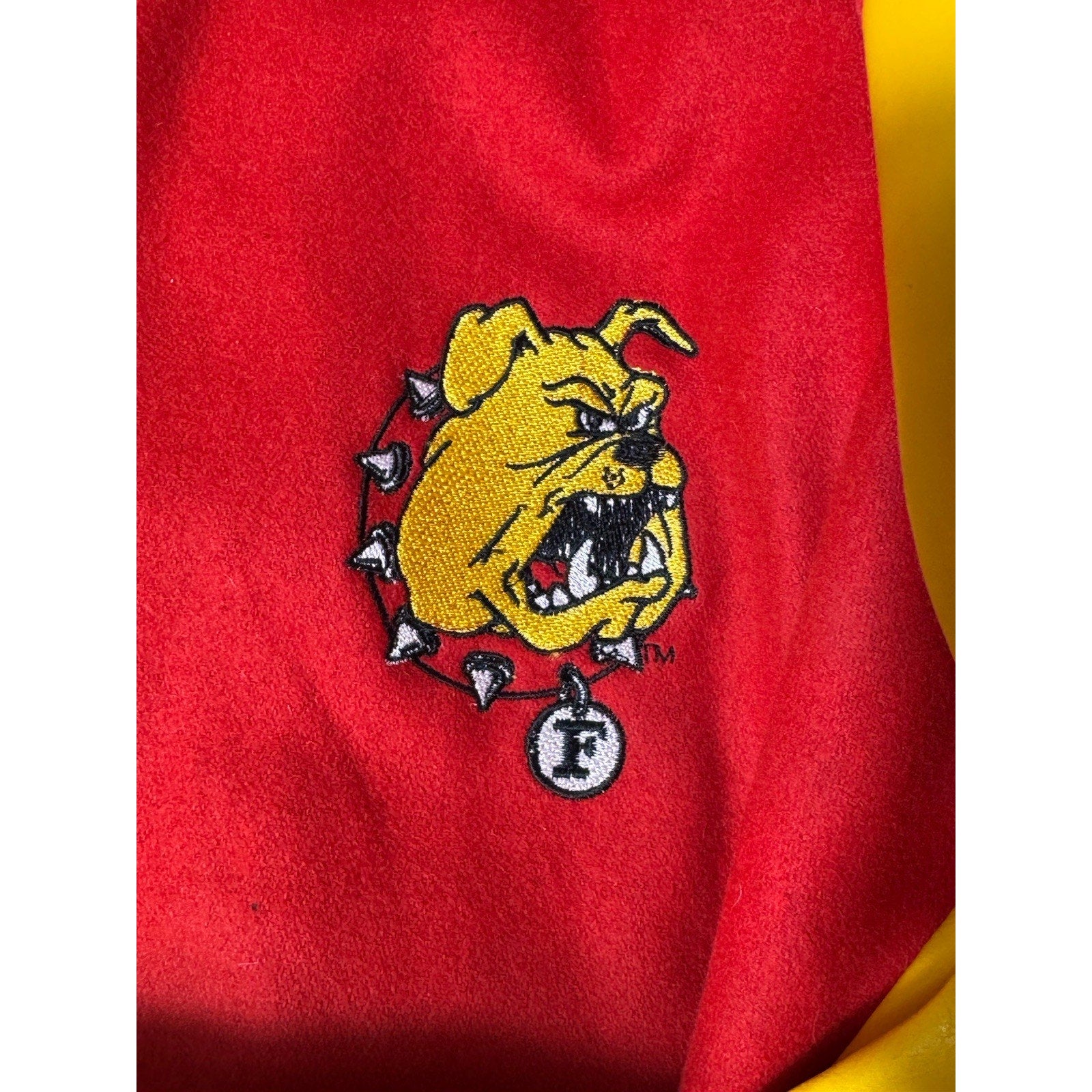 Vtg 80s Ferris State Bulldogs Varsity Jacket Red Mens XXL Snap Front Embroidered