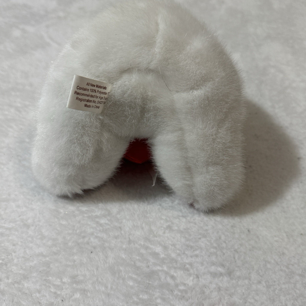 Plush Appeal Valentine Angel Bear Plush Doll White Faux Fur Red Heart Blue Eyes
