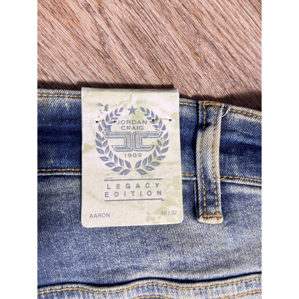 Jordan Craig Legacy Edition Aaron Jeans Men 46x32 Blue Stretch Slim Taper Denim