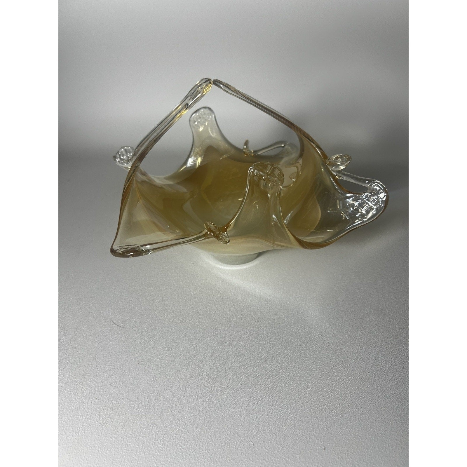 Lavorazione Arte Murano Glass Bowl made in Italy, Amber And gold