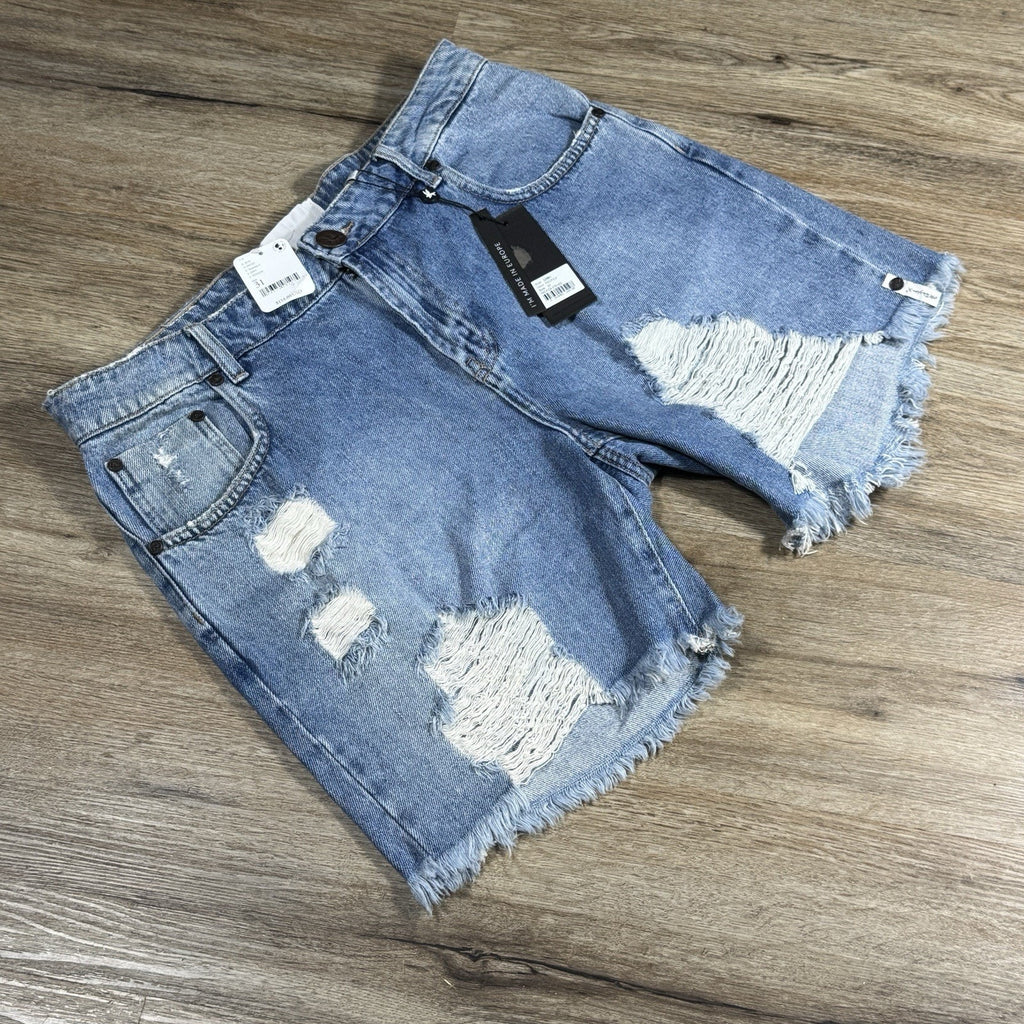 OneTeaspoon Stevies Boyfriend Denim Shorts BNWT Womens 31 34 Pacifica Distressed