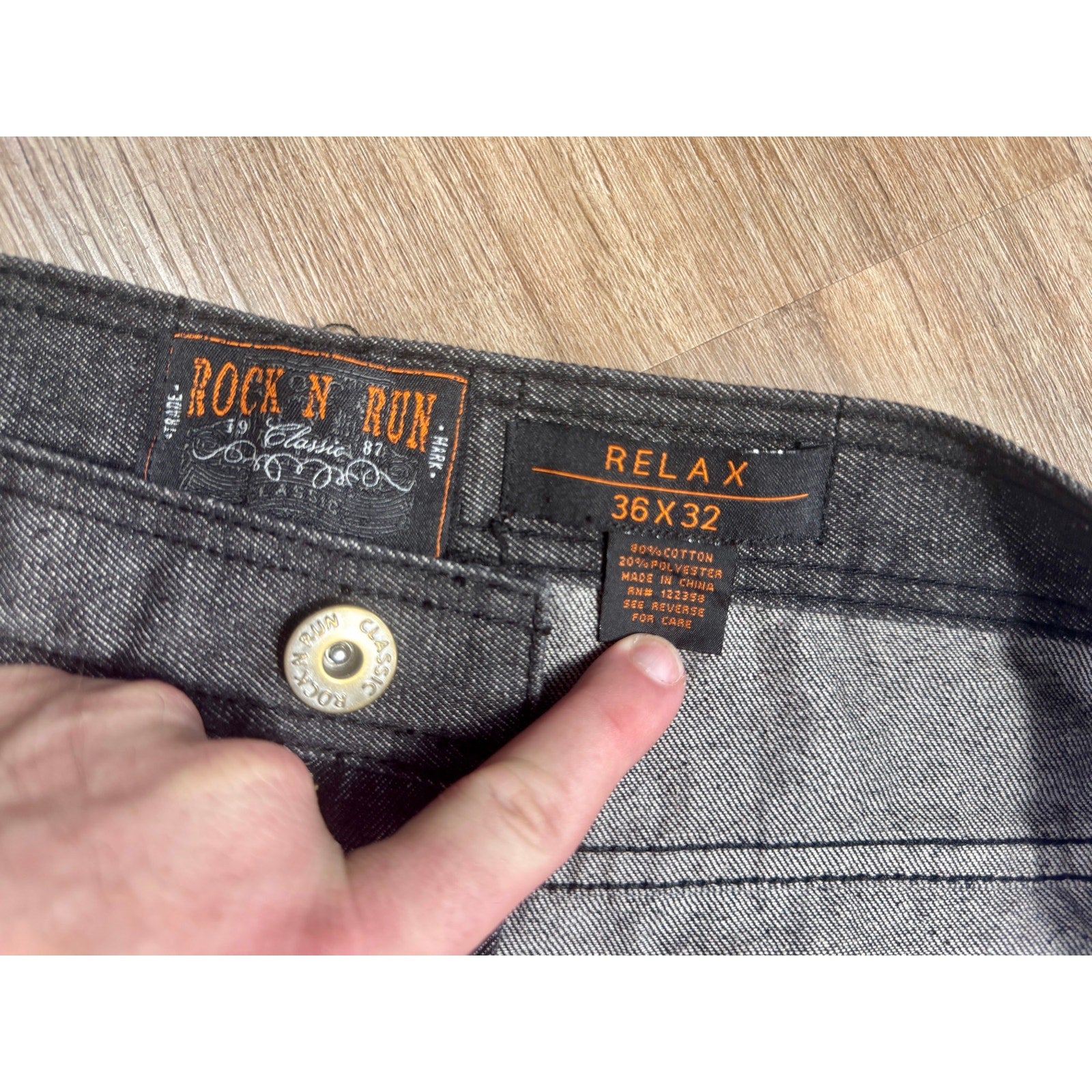 Y2K Rock N Run Relax Fit Baggy Wide Leg Skater Hip Hop Jeans Men’s 36x32